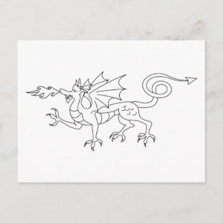 Fire breathing Dragon Illustration Postcard