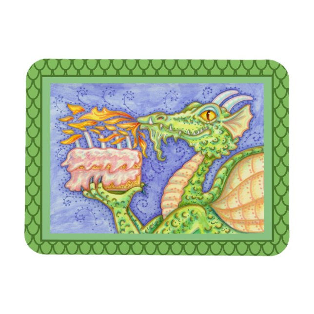 FIRE BREATHING DRAGON LIGHTING BIRTHDAY CANDLES MAGNET (Horizontal)