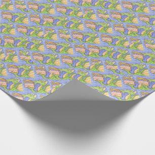 FIRE BREATHING DRAGON LIGHTING BIRTHDAY CANDLES WRAPPING PAPER