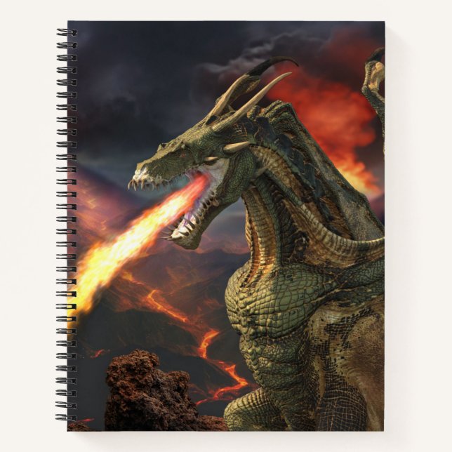 Fire Breathing Dragon Magical Fantasy Sketch Notebook (Front)