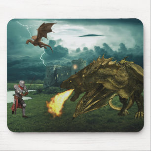 Fire Breathing Dragon Medieval Knight Mouse Mat