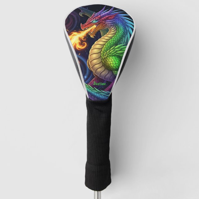 Fire Breathing Dragon Personalised Golf Head Cover (Front)