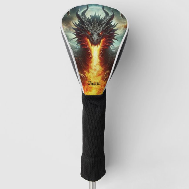 Fire Breathing Dragon Personalised  Golf Head Cover (Front)
