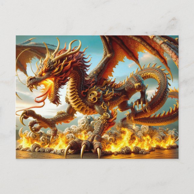 Fire breathing Dragon Postcard (Front)