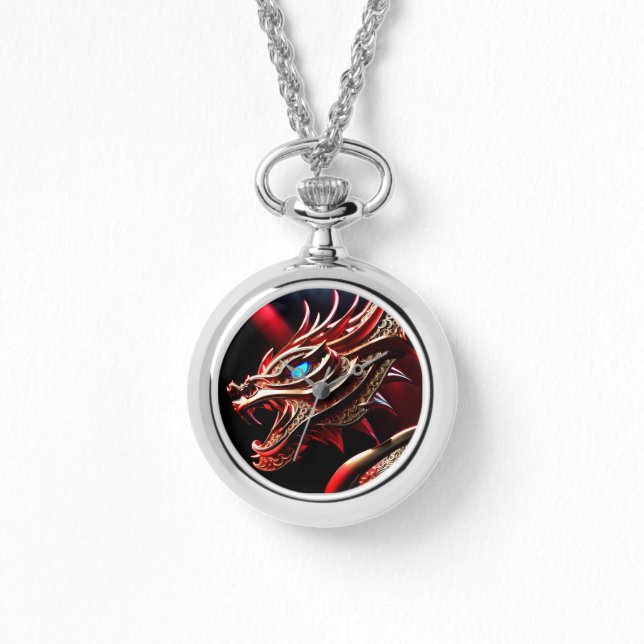 Fire breathing dragon red and gold scales watch (Front)