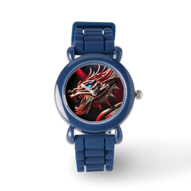 Fire breathing dragon red and gold scales watch (Front)