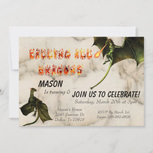 Fire Breathing Dragon Serpent Birthday Party Invitation