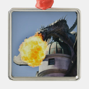 Fire Breathing Dragon Statue Metal Tree Decoration