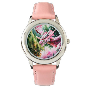 Fire breathing dragon vibrant pink scales watch