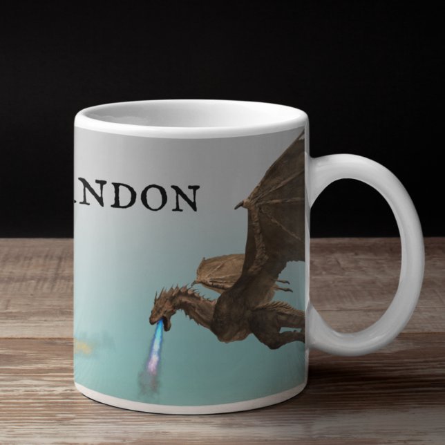 Fire Breathing Dragon Wyvern Personalised Coffee Mug (Creator Uploaded)