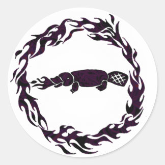 Fire Breathing Platypus Flames Ring Stickers