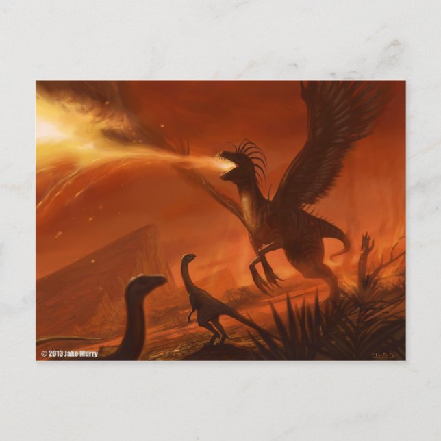 Fire-Breathing Prehistoric Dinosaur by Jake Murray Postcard (Front)