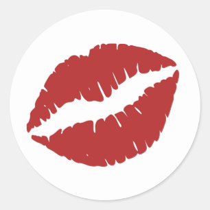 Fire Brick Lipstick Print Classic Round Sticker