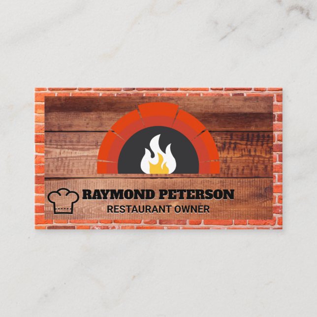 Fire Brick Oven | Wood Business Card (Front)