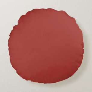 Fire Brick Red Solid Colour Print Round Cushion