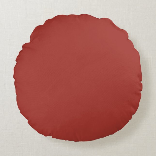 Fire Brick Red Solid Colour Print Round Cushion (Front)