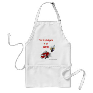 Fire brigade on alert. funny humour bbq cooking standard apron