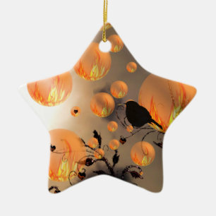 Fire Bubbles Star Ceramic Tree Decoration
