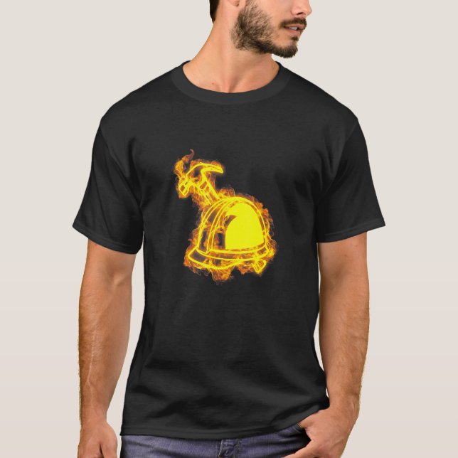 Fire Builder Helmet And Hammer Flames Construction T-Shirt (Front)