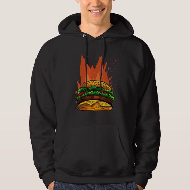 Fire Burger I Cheeseburger I Burger Hoodie (Front)