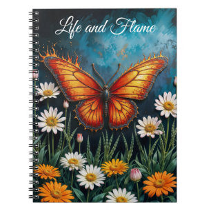 Fire butterfly surreal artwork chamomile nature notebook