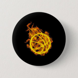 Fire Bysketbyll Byll Flaming Bysketbyll Player 6 Cm Round Badge