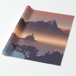 Fire camp near the lake wrapping paper