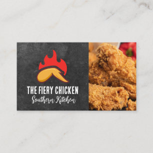Fire Chicken Wing Logo Fried Chicken Business Card