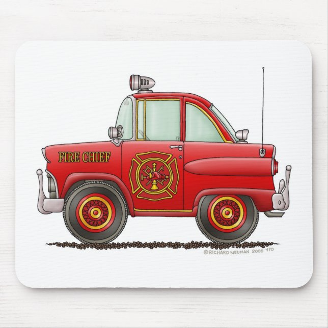Fire Chief Car Firefighter Fireman Mouse Mat (Front)