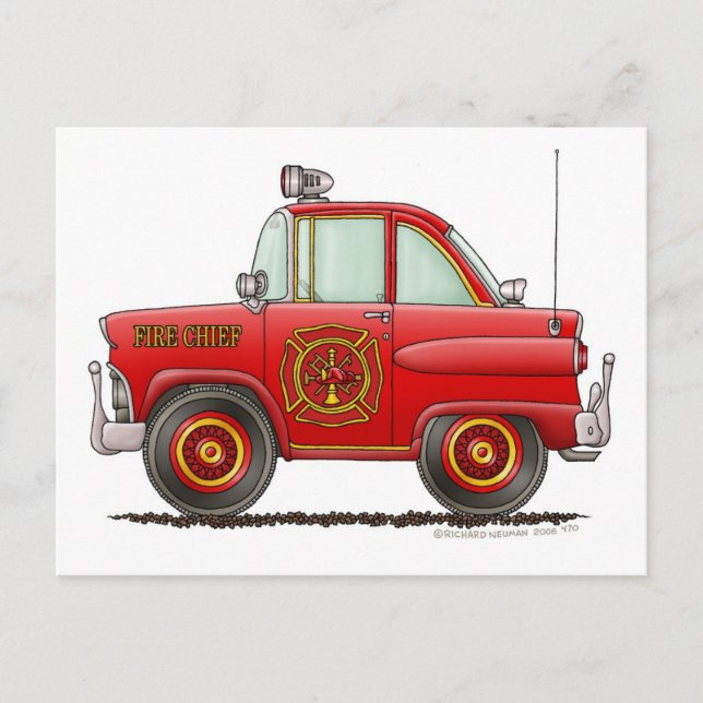 Fire Chief Car Firefighter Fireman Postcard (Front)