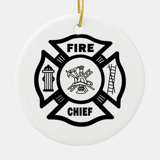 Fire Chief Ceramic Tree Decoration (Front)