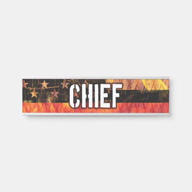 Fire Chief Firefighter Flag Door Sign (Front)