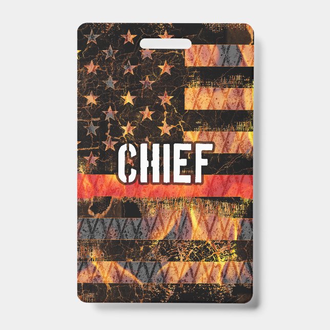 Fire Chief Firefighter Flag ID Badge (Front)