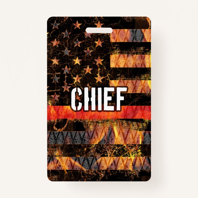 Fire Chief Firefighter Flag ID Badge (Front)