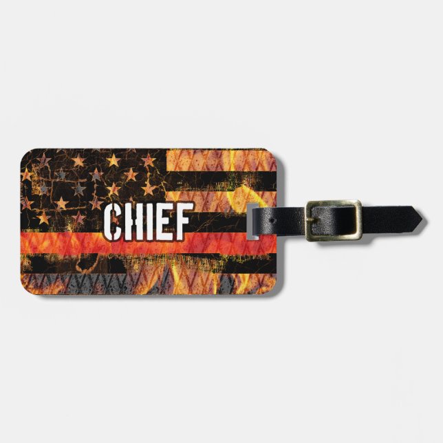 Fire Chief Firefighter Flag Luggage Tag (Front Horizontal)