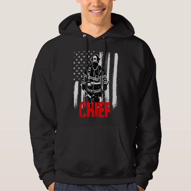 Fire Chief Firefighter Shirt - Fireman with Flag (Front)