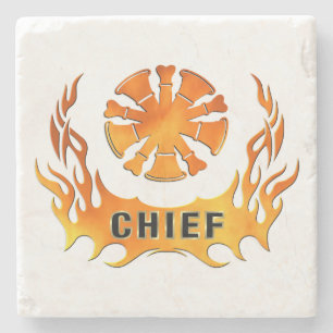 Fire Chief Flames Stone Coaster