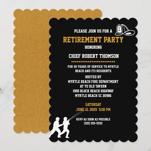 Fire Chief Retirement Party Invitation (Front/Back)