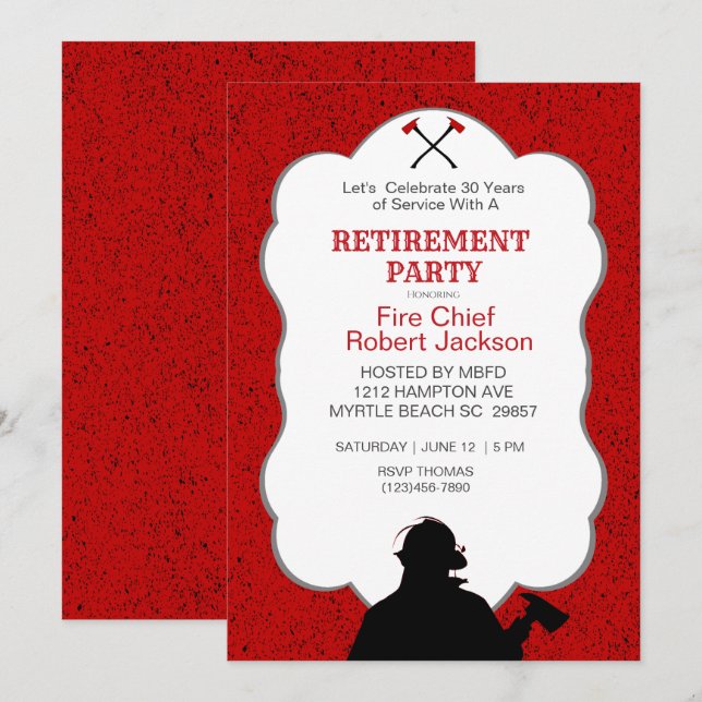 Fire Chief Retirement Party Invitation (Front/Back)
