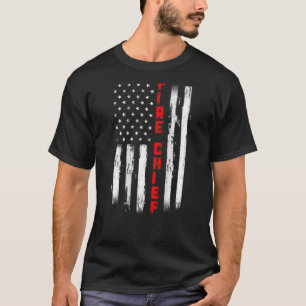Fire Chief Tattered US American flag   Fire Chief T-Shirt