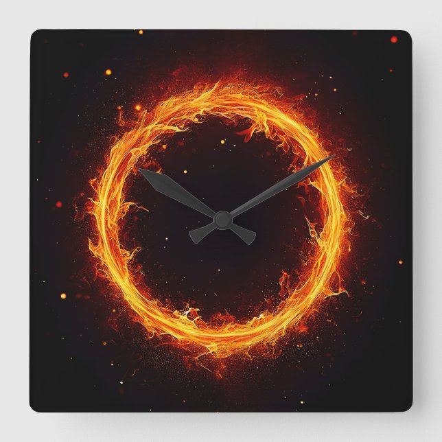 fire circle square wall clock (Front)