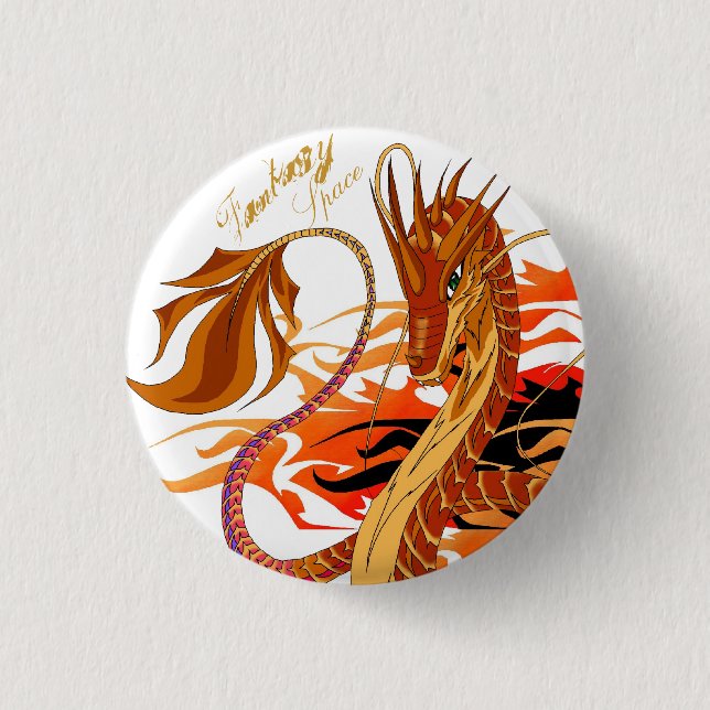 Fire Coral Dragon Fantasy Space Pin (Front)