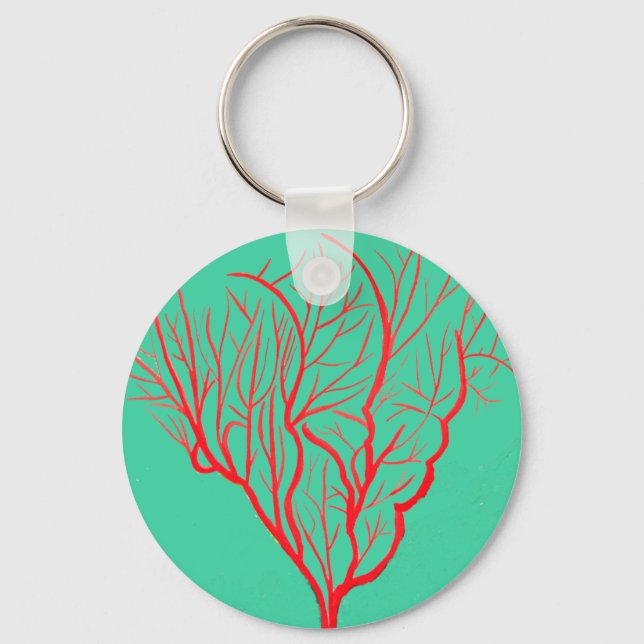 Fire coral environmental nature modern art key ring (Front)