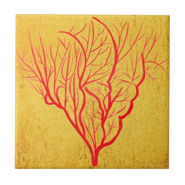 Fire coral environmental nature modern art tile (Front)