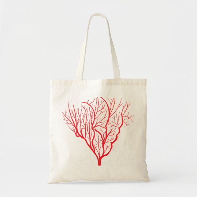 Fire coral environmental nature modern art tote bag (Front)