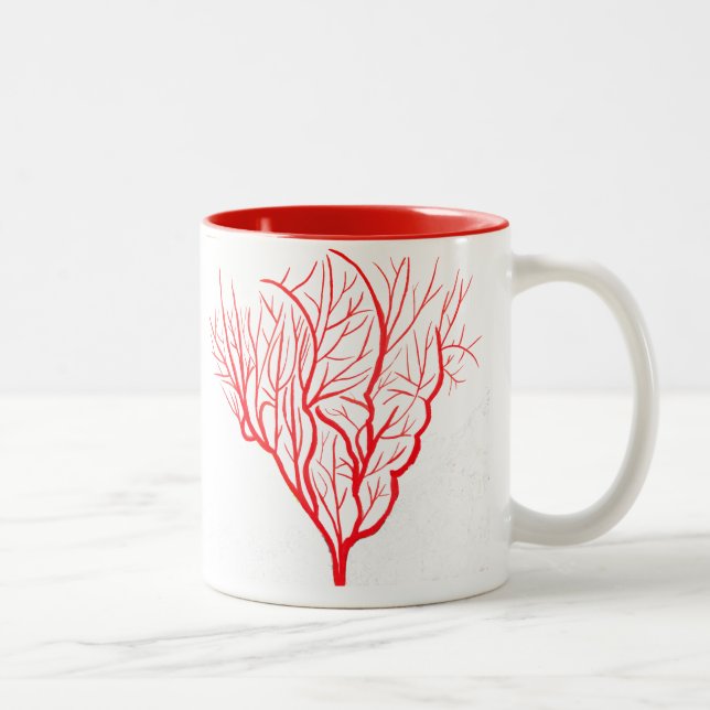 Fire coral sea nature theme modern art Two-Tone coffee mug (Right)