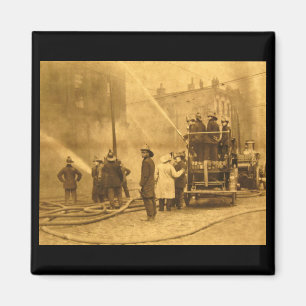 Fire Crew in Action - Vintage Magnet