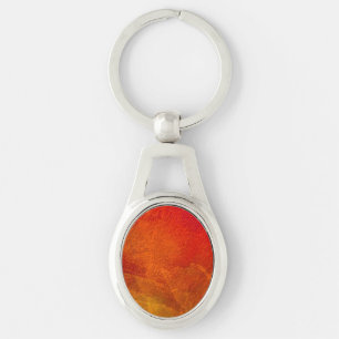 Fire - Deep Orange Red Yellow Abstract Art Key Ring