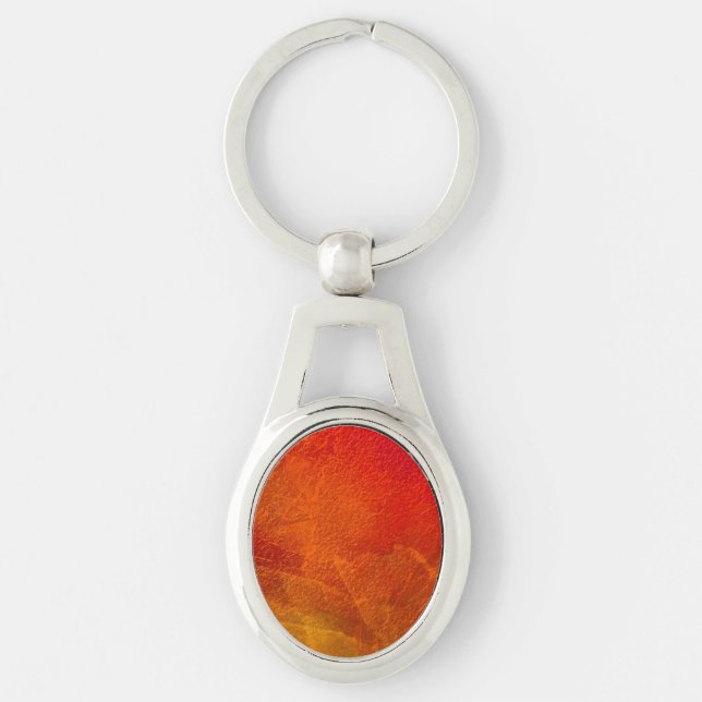 Fire - Deep Orange Red Yellow Abstract Art Key Ring (Front)