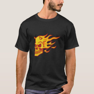Fire Demon Skull Heads Grunge Punk Metal T-Shirt